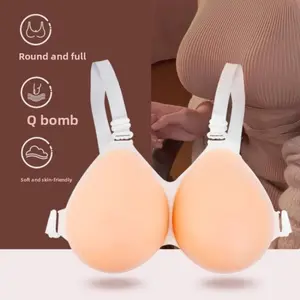 2026 silicone fake bra, wireless thin lace bra, suitable for cross-dressers, transgender individuals, role-playing actors, unisex push-up breast enhancer, beige