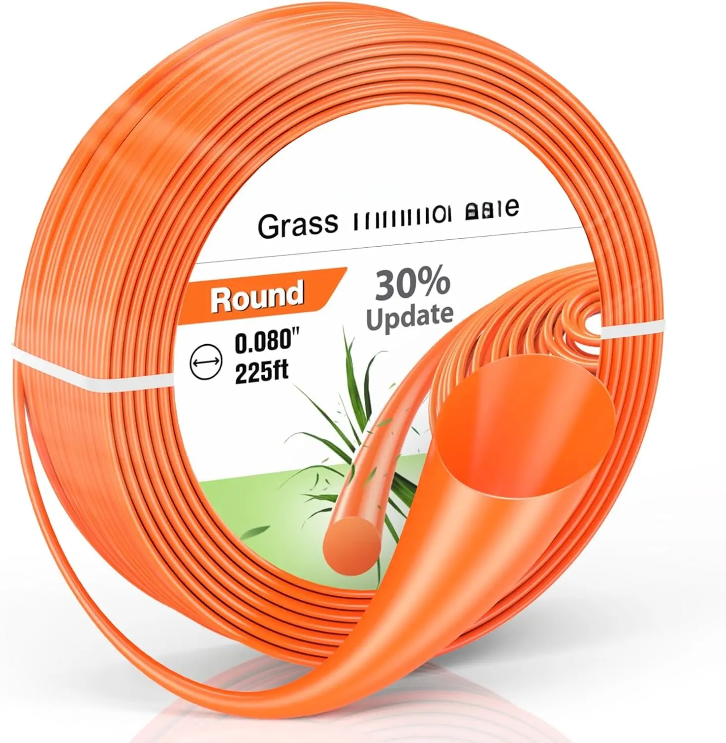 String Trimmer Line .080", 225  Weed Eater String, Round Trimmer Line for Universal Replacement, Orange  Nylon String Trimmer Line for Light Grass&Weeds (2.0mm, 68m)