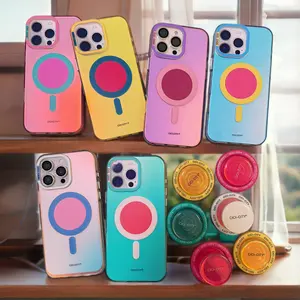 Macaron Aurora Magnetic Protective TPU Casing with Stand - Phone Accessories, Protective Cover for iPhone 17 Pro Max, 16 Pro Max, 15