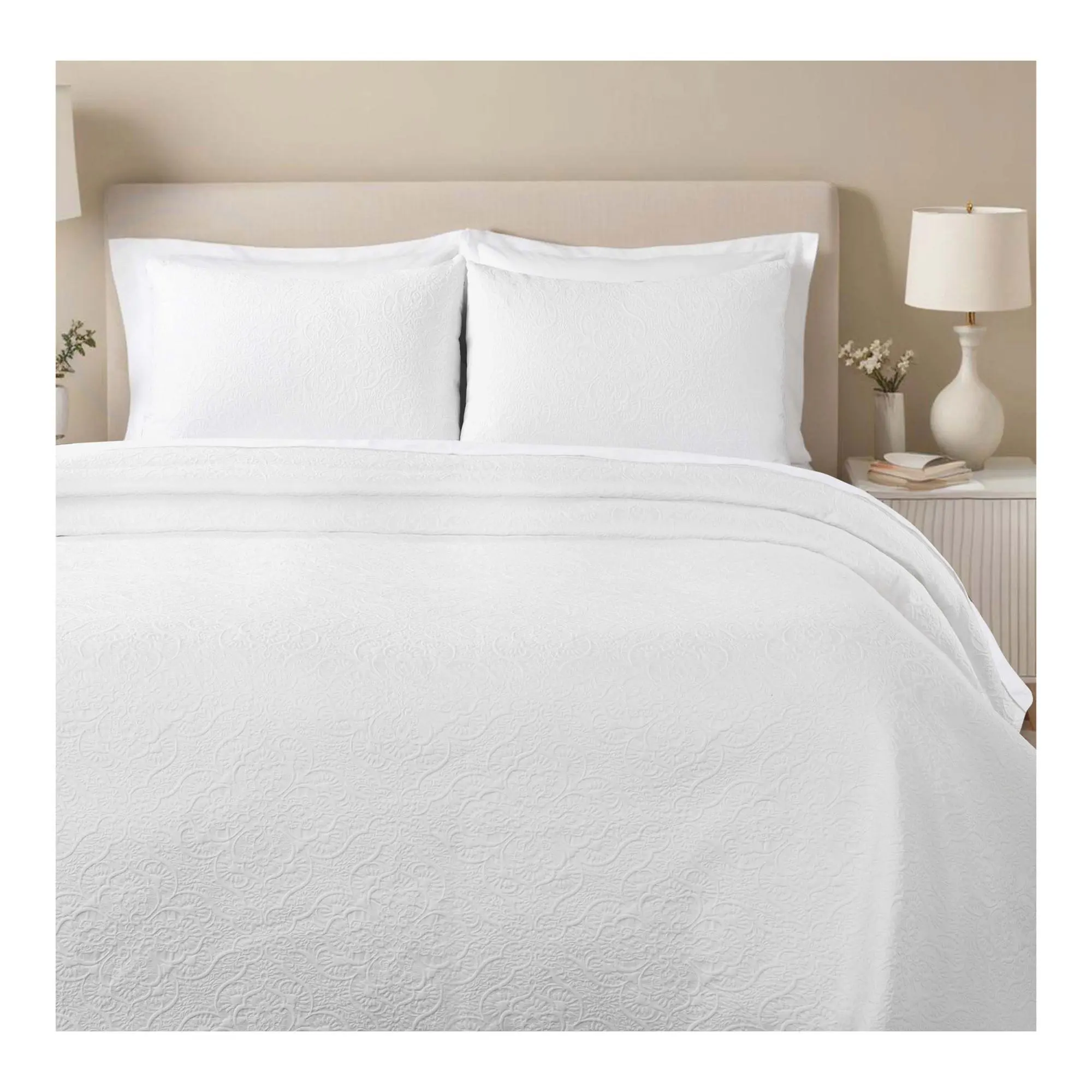 Superior Enzy Floral Matelasse Bedspread and Sham Set, King