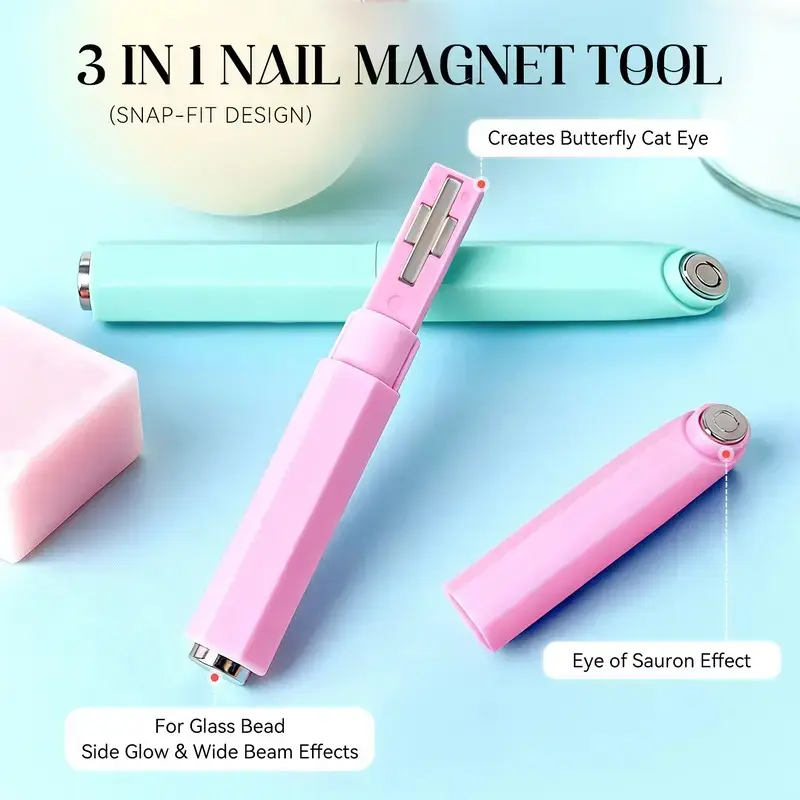 Women's Magnetic Nail Magnet Set - Nail Art Magnetic Wand, Compact Multicolor Easy-Grip Tool, Multipurpose Salon/Home Manicure Accessory for Festive/Party Supplies Gifting, Nail Care, Girls