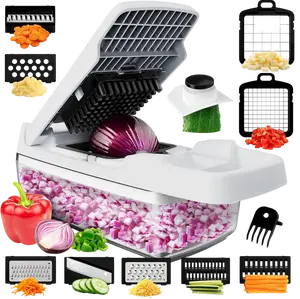 Vegetable Chopper & Mandoline Slicer 9-in-1 Multi-Function Tool with 9 Blades Stainless Steel Blades & Non-Slip Base for Home Cooks & Meal Prep Enthusiasts