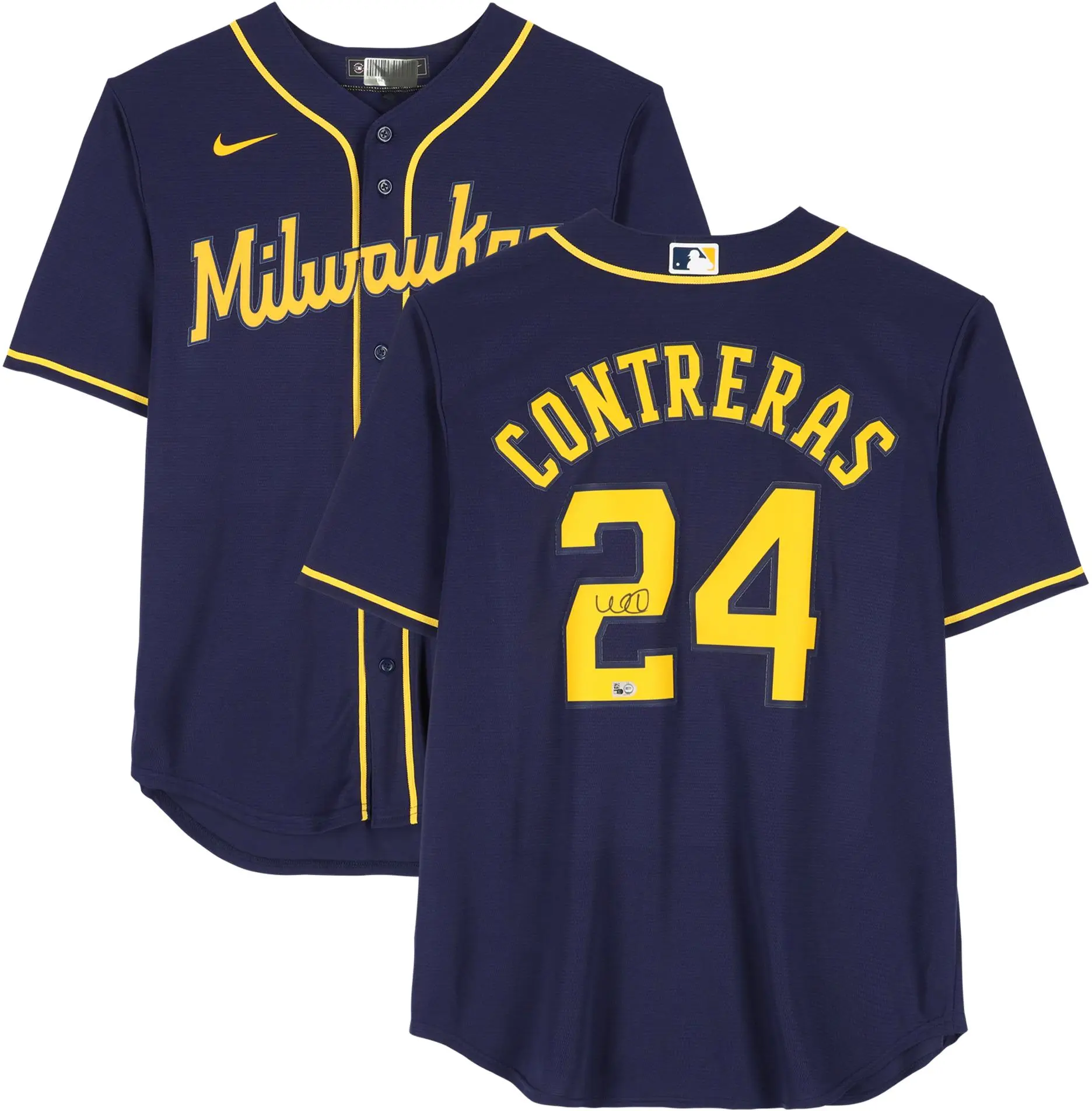 William Contreras Milwaukee Brewers Autographed Navy Nike Replica Jersey - Fanatics Authentic Certified