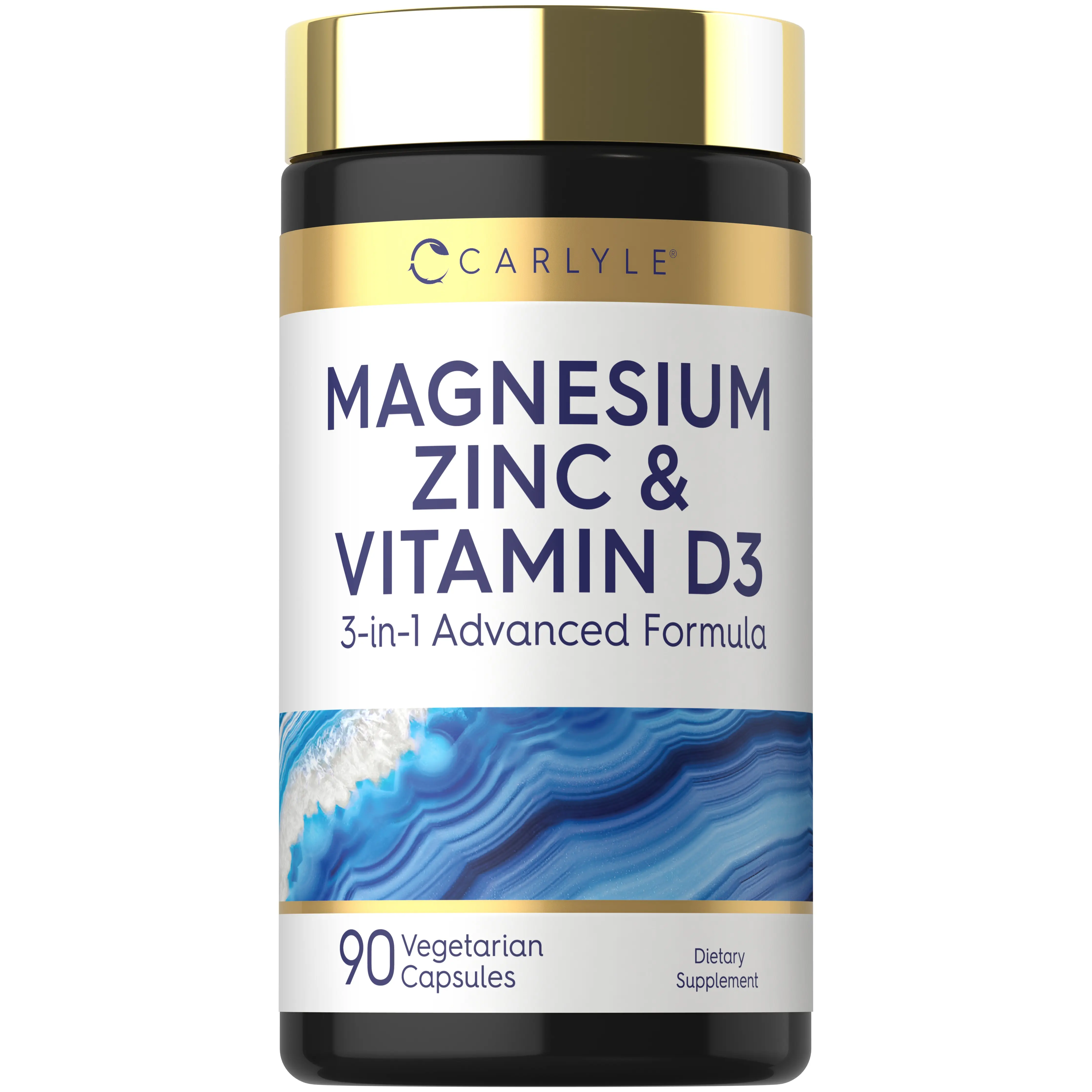 Carlyle Magnesium Zinc and Vitamin D3 - 90 Capsules - 3-in-1 Advanced Formula - Vegetarian, Non-GMO and Gluten Free