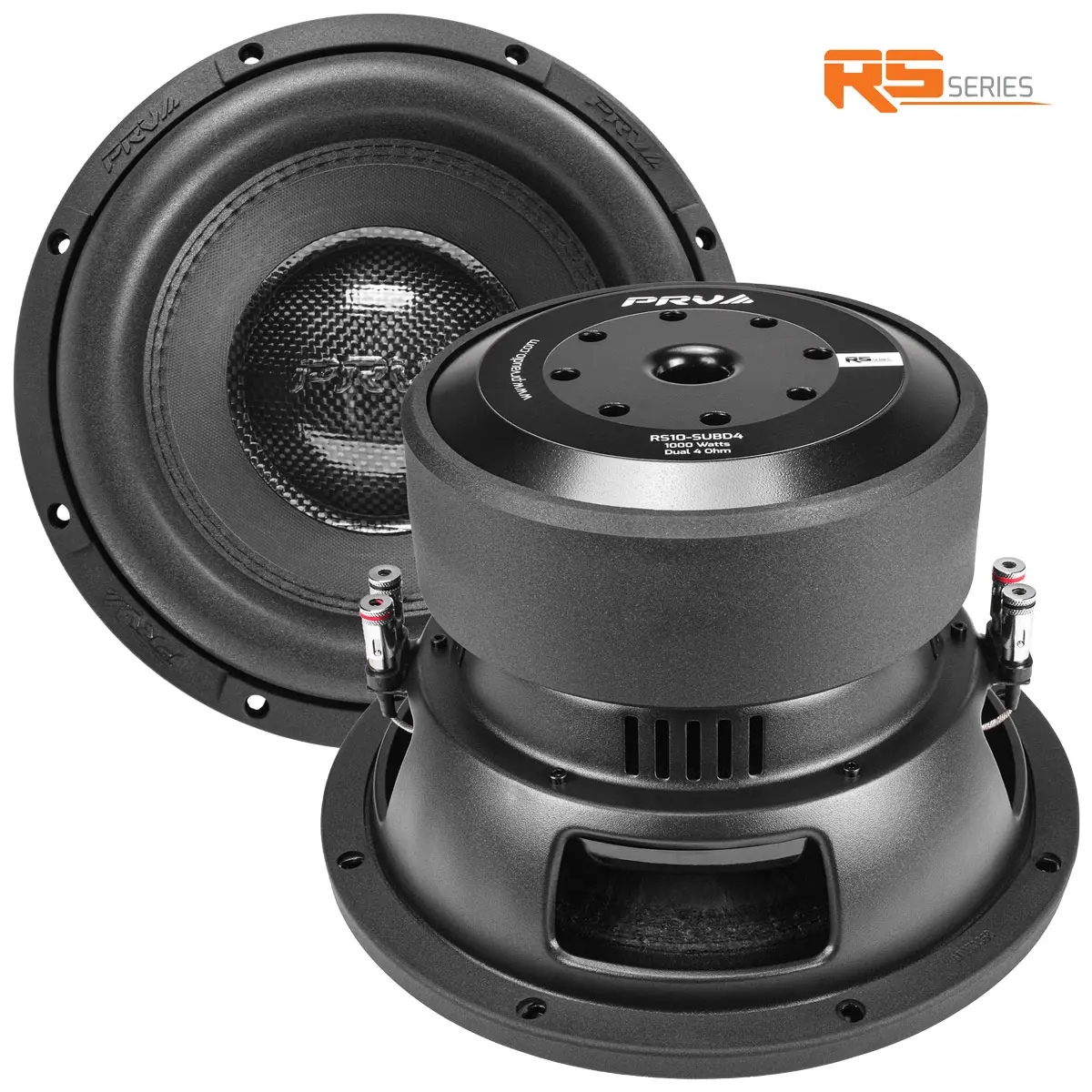 PRV Audio RS-SUBD4 Series Dual 4 Ohm Car Subwoofer 10" RS10-SUBD4 12" RS12-SUBD4 Single 2-Pack 1000W RMS 2000W Peak High Excursion Bass