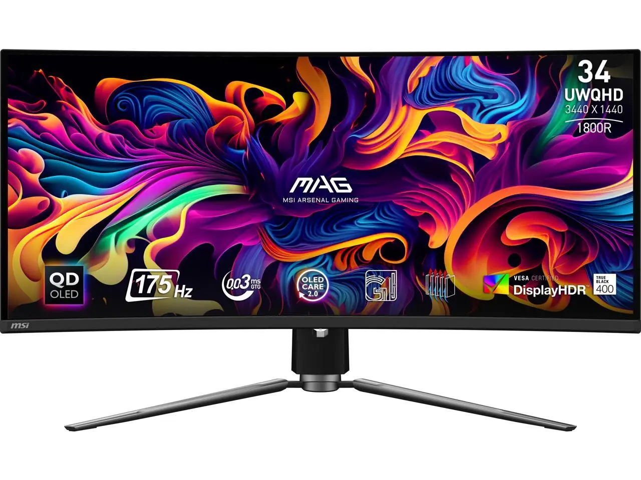 MSI 34" 175 Hz QD-OLED UWQHD Curved Gaming Monitor 3440 x 1440 (2K) MAG 341CQP QD-OLED MSI 34" 175 Hz QD-OLED UWQHD Curved Gaming Monitor 3440 x 1440 (2K) MAG 341CQP QD-OLED
