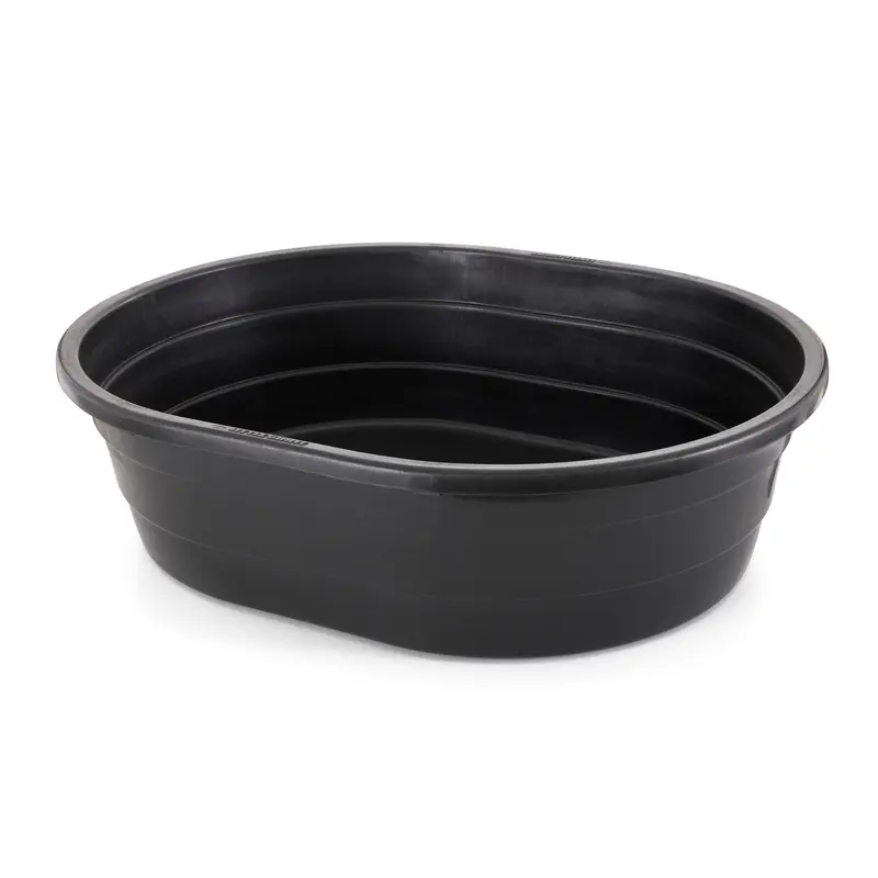 Little Giant 15 Gallon Molded Poly Plastic Oval Stock Water Tank Trough, Black