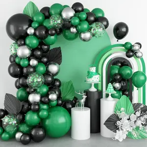 104pcs Metallic Silver Green Balloons Kit,  Birthdays, Anniversaries. St. Patrick's Day.Bachelor Party.  Wedding, Bride Shower,