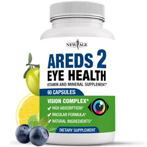 NEW AGE AREDS 2 Eye Vitamin Contains Bilberry 6000mg Lutein 32mg, Grape seed 6000 mg, Eyebright 1000 mg, and Zeaxanthin 8 mg 60 Count