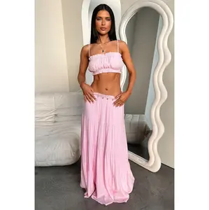 Selina Tiered Maxi Skirt - Pink