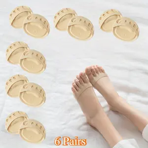 6 Pairs Foot Pads, Forefoot Pads, Five-toe Separation Pads, Wear-resistant and Breathable, High Heel Pads, Reusable, Lightweight and Comfortable, Suitable for Most Shoes, Apricot Color Footwear Silicone summervibes