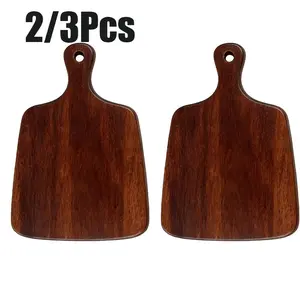 2/3PCS wooden cutting board, multifunctional cutting board, kitchen wooden slicing board. Wooden Kitchen Cutting Board Set - Square with Handle, Suitable for Meat, Fish, Vegetables, and Fruits, Dining and Home Table Boards