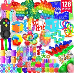 Fidget Toys 126 Pack – Party Favors for Kids Ages 4-8 & 8-12, Classroom Treasure Box, Goodie Bag & Stocking Stuffers, Birthday, Valentine’s Day, Easter & Christmas Gifts