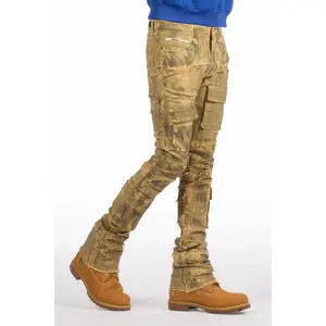 Shake Beige Oil Wash Stacked Flare Jean