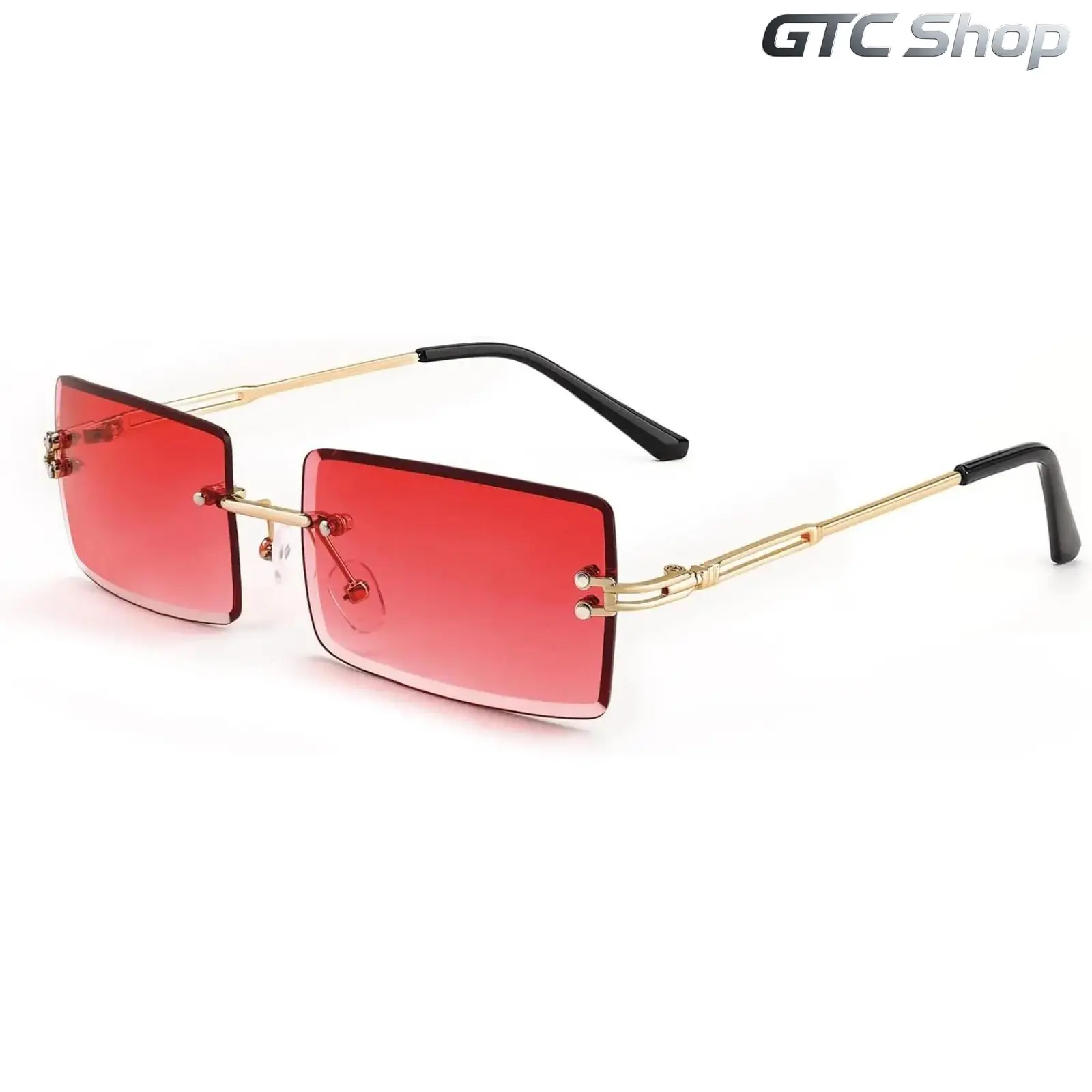 Unisex Vintage Rimless Rectangle Sunglasses - Trendy Streetwear Eyewear, UV400 Glass, 60x37mm, Metal Hinges, Lightweight Durable, Male-Friendly, Beach Accessory, Camera Prop