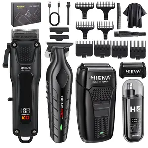 4-piece Men's Professional Hair Clippers Set, USB Rechargeable Wireless Hair Cutting & Trimming Combo, Electric Beard Trimmer Kit, Shaver & Facial Care Tools Set for Men, Men's Gift