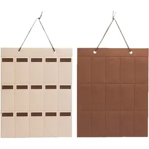 Jewelry display and packaging products 1pc wall-mounted khaki/black 15-hole glasses hanging bag wall-mounted sunglasses rack multi-grid display stand felt integrated glasses storage artifact Hangable Home Organizer Storage