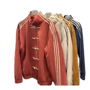 Men’s Stand Collar Buttoned Jacket – Spring Loose Fit Tang Suit Coat, Traditional Blue, High Quality