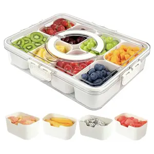 8-Compartment Snack Tray with Lid and Handle, BPA-Free Airtight Portable Snack Container for Parties, Picnics & Travel food storage box Leak-Proof meal prep