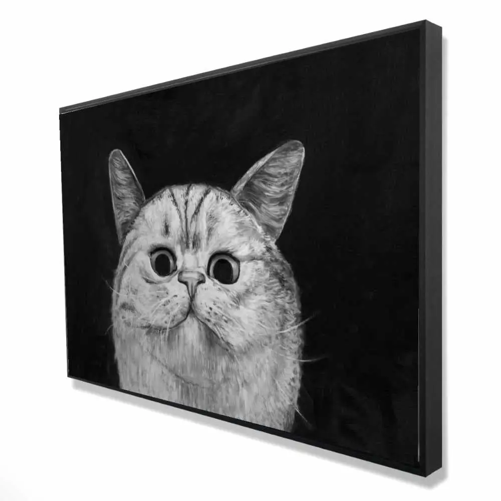Begin Home Decor 2081-2436-AN197 24 x 36 in. Watching Cat - Monochrome Framed Canvas for Home Decor