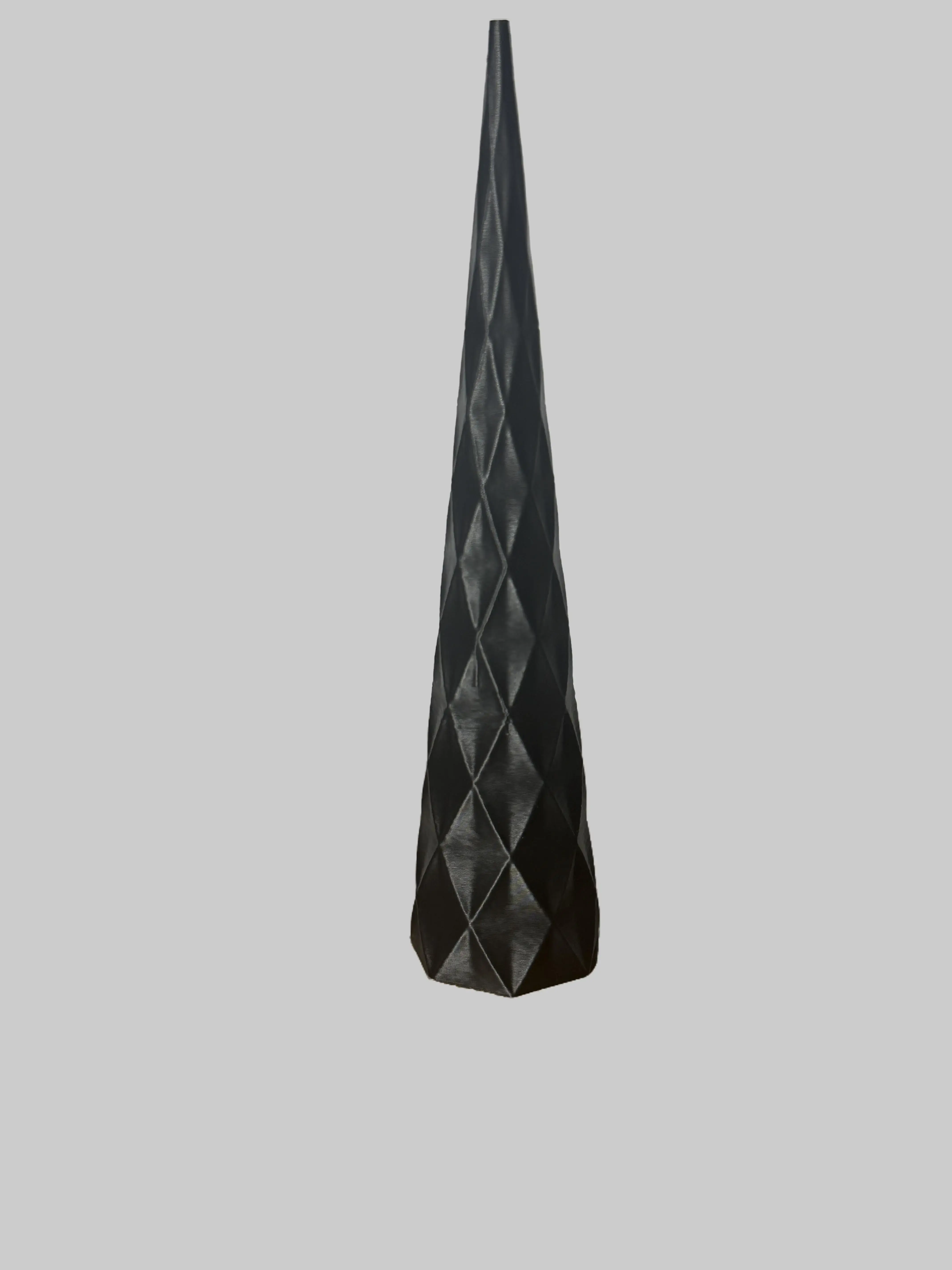 3D Printed Black Diamond Ring Cone, 6 In Tall with Distinctive Pattern, Fashion Costume Jewelry Accessory for Retail Display
