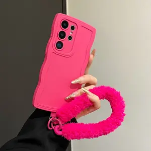 Phone Case With Winter Warm Phone Wrist Strap For Samsung Galaxy A17 A26 A36 A56 A54 A55 A06 A16 A05s A14 A15 A24 A25 A34 A35 5G Anti-lost Lanyards Soft Shockproof Protective Cover Phone Protector Accessories Phone Accessory