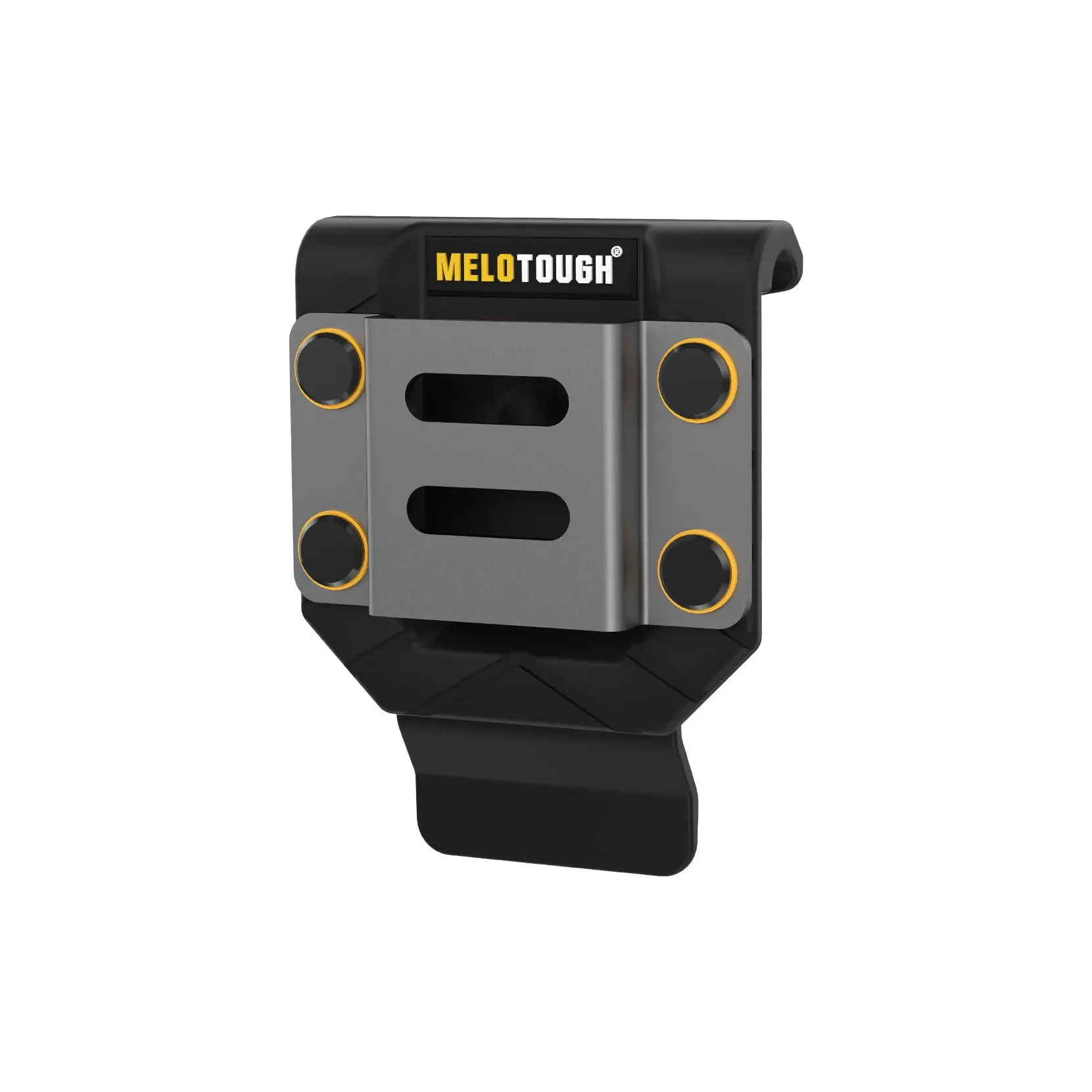 MELOTOUGH Heavy-Duty ABS+Iron Drill Holder Belt Clip - 3.54x2.7" Lightweight Tape Measure Belt Holder with Hanger Clips for Cordless Drills, Hammers, Tools - Ideal for Carpenters, Ladder Work (Black, Tools & Hardware Accessories)