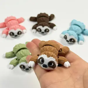 3D Printed High-Value Cute Sloth Cross-Border Hot-Selling Mini Figurine Model Cute Collectible Figurines Simulation Toy New Animal Articulating Animal Figurines Kawaii Display Decor