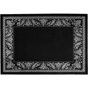 Paisley Drum Rug 4x6ft Drum Mat Outdoor, Tightly Woven Fabric Cool Drum Set Carpet with Non-Slip Grip Bottom, Electric Drum Accessories for Studio, Apartment, Soundproof, Guitar, No Crease.