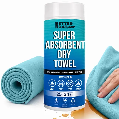 Better Boat Marine Grade Super Absorbent Synthetic Chamois Microfiber Cleaning Cloths - Paintsafe, Streak-Free Dry, Boat Cleaning, Car Detailing Products, RV Detailing Tools, Family Owned Quality, Long-Lasting Manufacturer Warranty