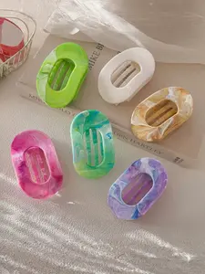 6 Pcs Large Marble Pattern Hair Clips, Hair Clip Set, Comfortable Curved Design, Casual Style, All Seasons, Elegant Shark Clip Hair Accessories