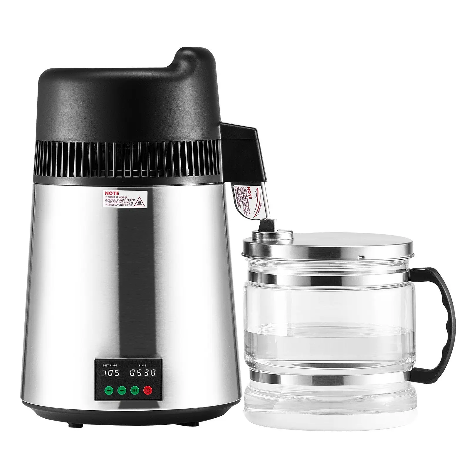 VEVOR 6L Water Distiller Home Countertop Purifier Machine 900W Stainless Steel Glass