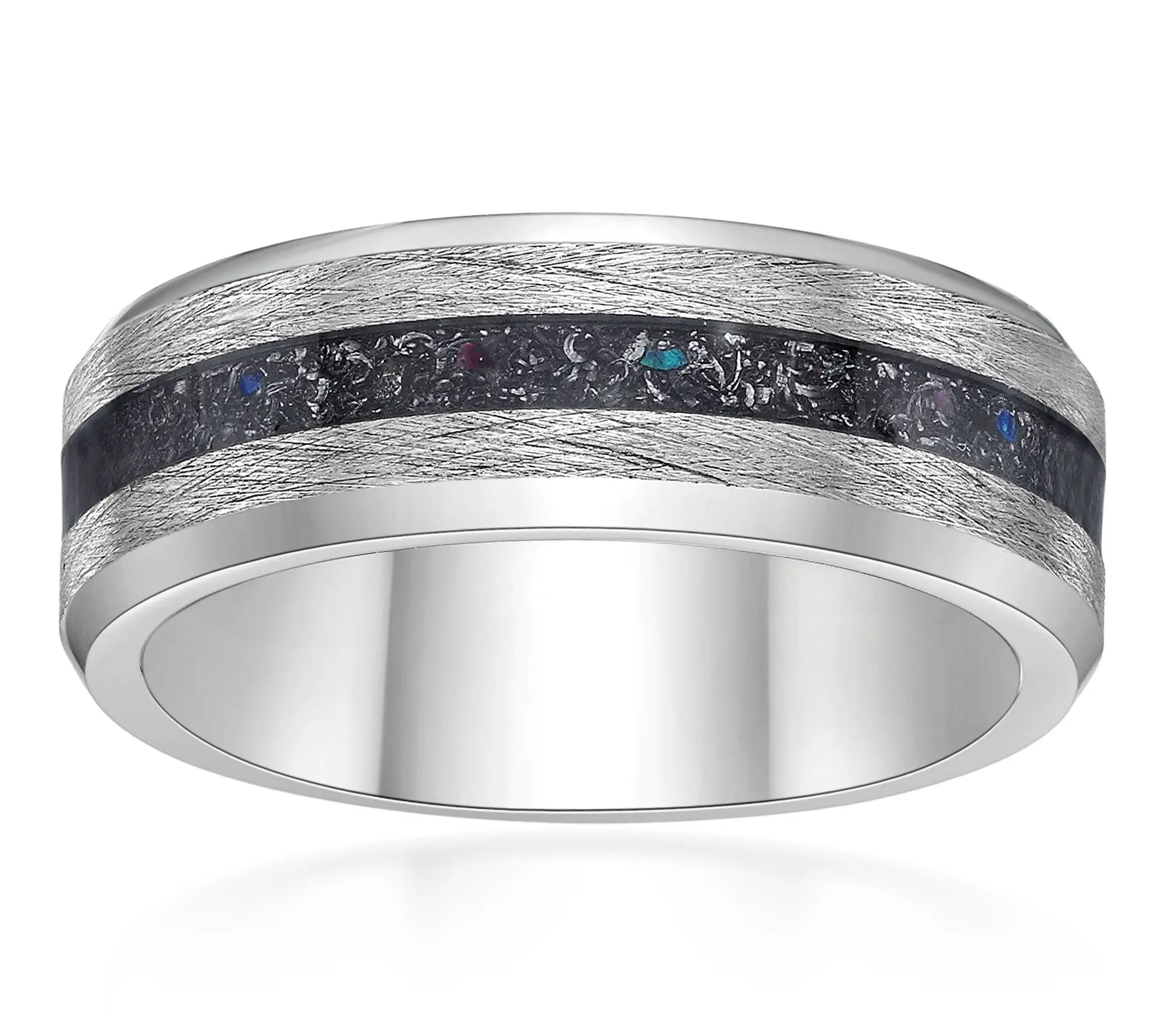 LYNX Men's Stainless Steel & Crushed Titanium Ring