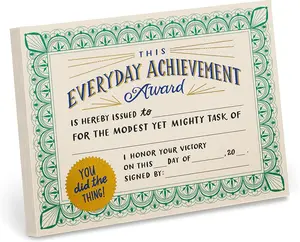 Everyday Achievement Award Pad - 50 Funny Fill-in Certificates for Small Victories, 5.15x7-in Note Pad, Office & Home Office Stationery, Mini Gifts for Coworkers, Perfect for Birthdays