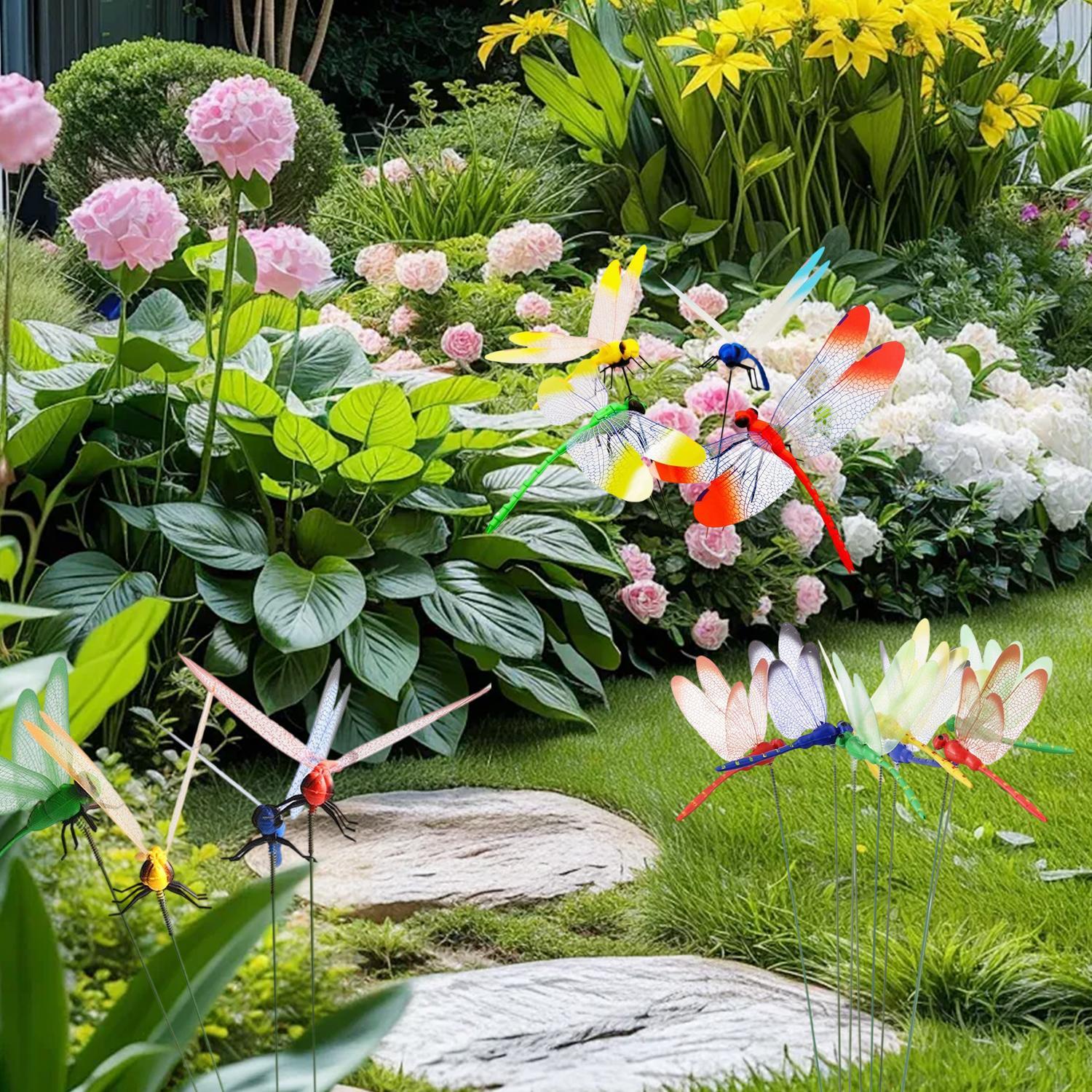 4/8/12PCS Dragonfly Hat Clip Bug Repellent,Outdoorhat Clip on Fake Dragonfly Rod clipfor Bug Repellent, 3D Dragonfly GardenStakes Decor, Multicolor Waterproof, EasyAttachment for indoor Outdoor Mosquito repellent DRAGONFLY