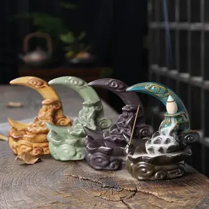 Creative Waterfall Design Incense Burner, 1 Count Lotus Ceramic Censer, Home Decor Incense Stick Holder, Desktop Ornament for Home Office Decor, Freshener, Aromatherapy Scent Diffuser
