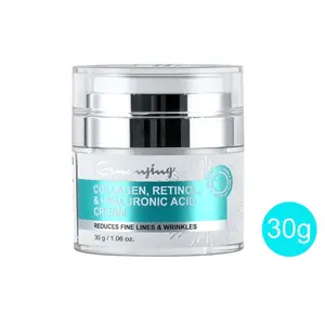 Collagen Retinol & Hyaluronic Acid Cream Reduces Fine Lines Wrinkles Improves Skin Elasticity Accelerates Renewal Deeply Hydrates 30g, One Step Glow