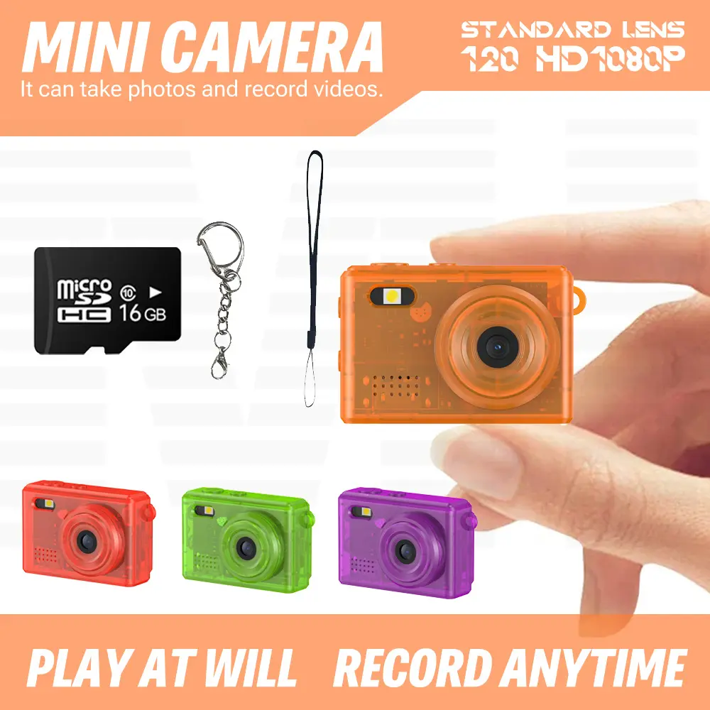 【Children's Day Gifts】【Clearance Sale】Tiny camera,Mini camera,Keychain camera,Mini Transparent Camera with Color Screen LED Flash 1080P HD Compact Digital for Vlog Travel Daily Use Trendy Accessory