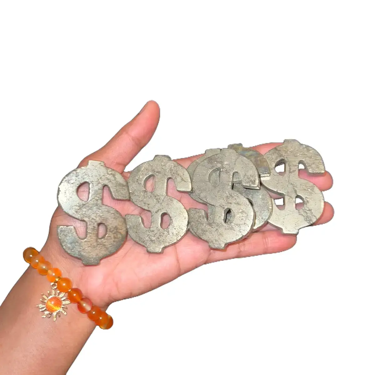 Pyrite Dollar Carving Crystal Carving Abundance Money Symbol