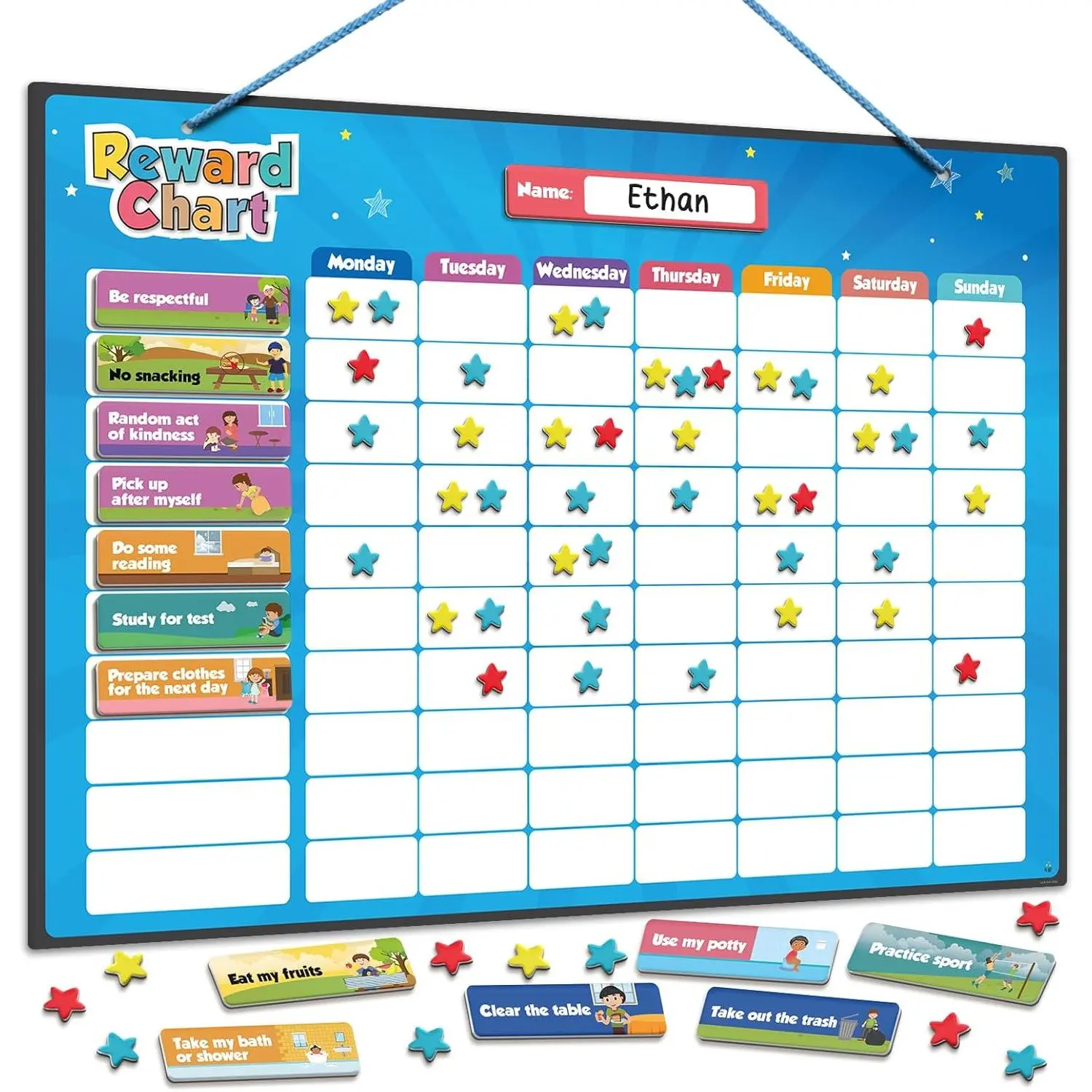 Responsibility Reward Chart with Engaging Star Stickers & Chore Tasks - Visual Learning Tools, Behavior Teaching Supplies for Home & School, Ideal for Ages 3-9