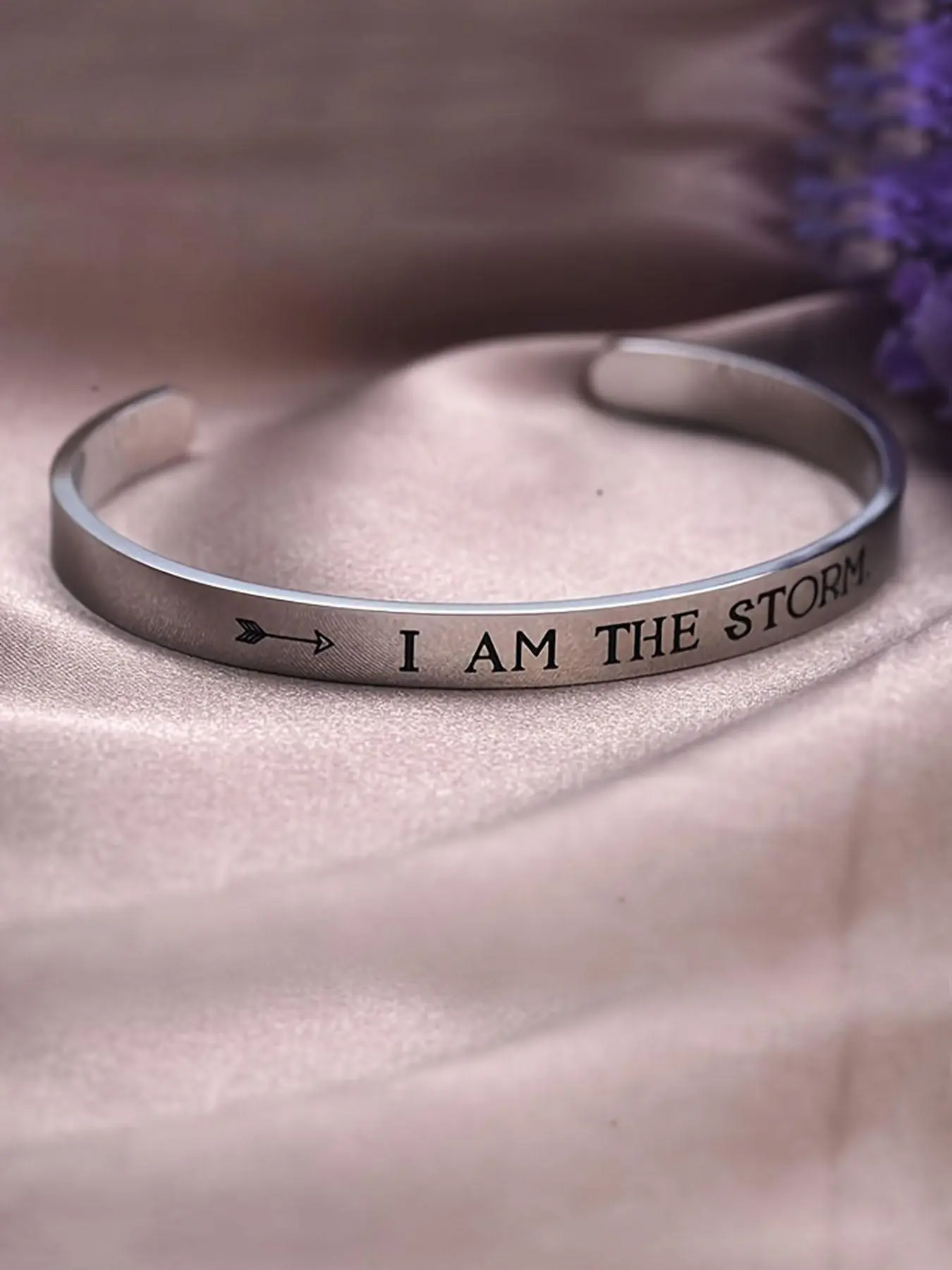 Slogan Engraved Cuff Bangle, Stainless Steel Jewelry for Women & Men, Trendy All-match & Exquisite Jewelry for Birthday Gift, Elegant Jewelry Bracelet, Elegant Minimalist Bangle, Inspirational Bracelet