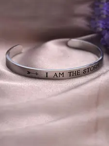 Slogan Engraved Cuff Bangle, Stainless Steel Jewelry for Women & Men, Trendy All-match & Exquisite Jewelry for Birthday Gift