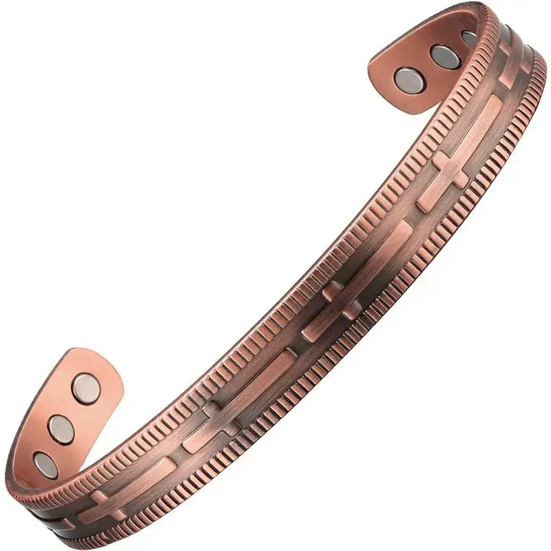 Retro cross red copper bracelet, with built-in strong magnet. The opening can be adjusted freely in size. It has an aged retro look and is suitable for both men and women. It's the perfect gift for giving or keeping yourself!