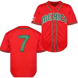 Men's Letter & Number Print Short Sleeve Mexico Baseball Jersey, Loose Sporty V Neck Baseball Top, Men's Sport & Outdoor Clothing for All Seasons, Boys Clothing Christmas gifts SpringStatements