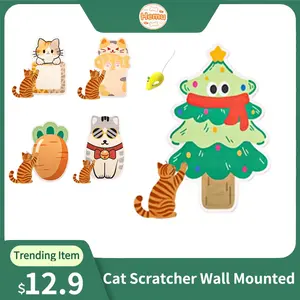【Buy 1 Get Free Toy Mouse!】Wall Mounted Cat Scratching Board Thickened Durable Wear Resistant Protects Furniture from Cat Scratching Suitable for walls Sofas Cabinets Doors Glass Personalized Cat Tree Tower Cat toy mouse Pet supplies Scratcher Kittens