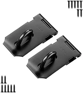 Door Hasp Padlock Latch, 3 Inch Stainless Steel Safety Clasp Hasp Lock Latch, Extra Thick Door Gate Lock Hasp with Screws,Matte Black Finish 2 Pack