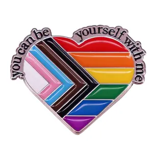 LGBTQ Gay Pride Rainbow Flag Enamel Pin,You Can Be Yourself with me, Lapel Pin for Dresses, Suits, Bags, Backpacks