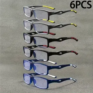 6PCS new men's and women's retro square trendy high-definition reading glasses, Trending eyeglasses - PC material,+1.0 to+4.0 degrees, lightweight and durable, suitable for daily
