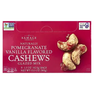 Sahale Snacks Glazed Mix, Naturally Pomegranate Vanilla Cashews, 9 Packs, 1.5 oz (42.5 g) Each