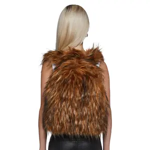 Rosy Roam Faux Fur Backpack - Brown